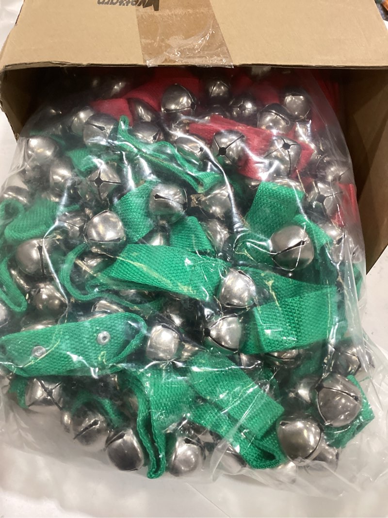 Condition photo showing Good Condition for Wettarn 100 Pcs Christmas Jingle Bells Instrument Shaking Band Wrist Bells Bracelets Musical Ankle Rhythm Instrument Percussion Wrist Orchestra Rattles Christmas Party Decoration Favors, Red Green