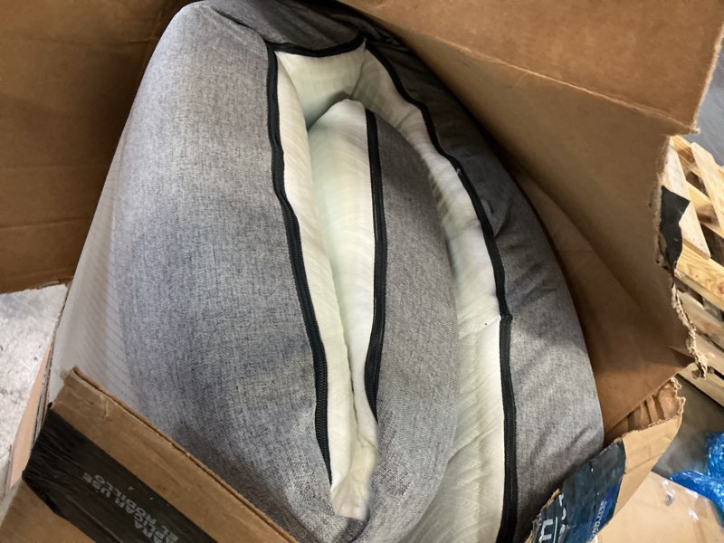 Condition photo showing As Is for Large dog bed grey and white