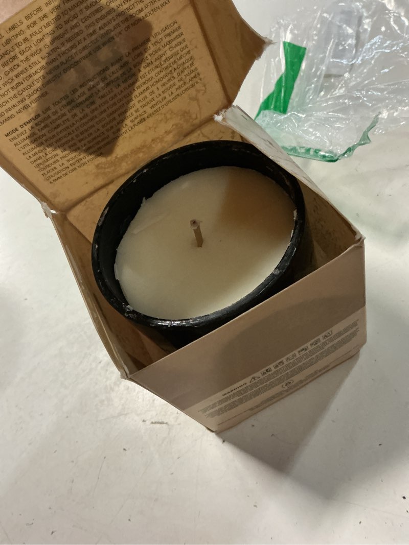 Condition photo showing As Is for boy smells vanilla era candle – white tulip, vanilla, and espresso – gourmand and spicy scented candle 8.5 oz