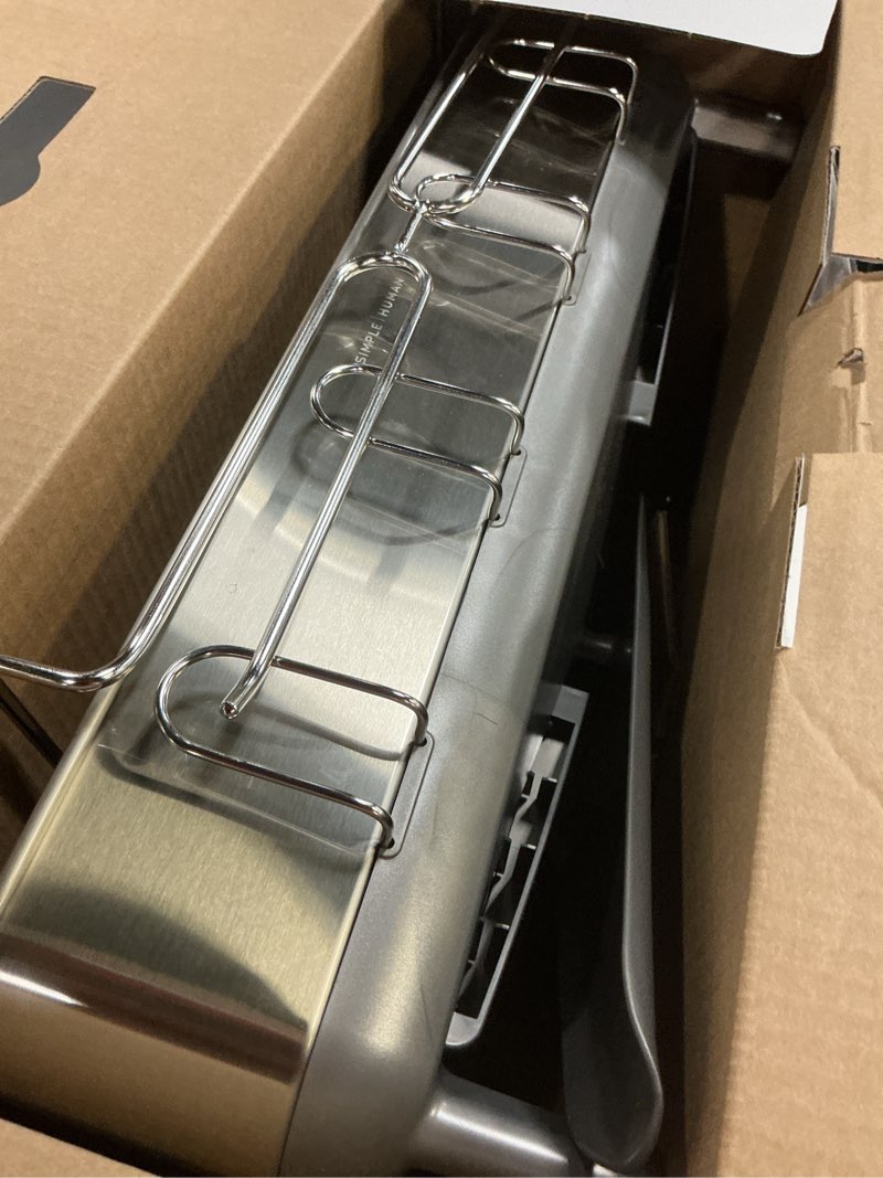 Condition photo showing Good Condition for simplehuman Large Capacity Dish Drying Rack with Stainless Steel Frame, 360º Easy Drain Swivel Spout, Utensil & Wine Glass Holder, Anti-Residue Coating, Moisture Control Surface, Grey Gray Full-Size (20'' X 22.3'' X 11.5'')