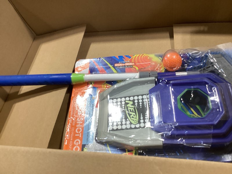 Condition photo showing As Is for nerf trick shot golf set - indoor + outdoor putting trick shot kids golf set - includes putter, balls, ramp + cups - all-in-one toy for kids blue