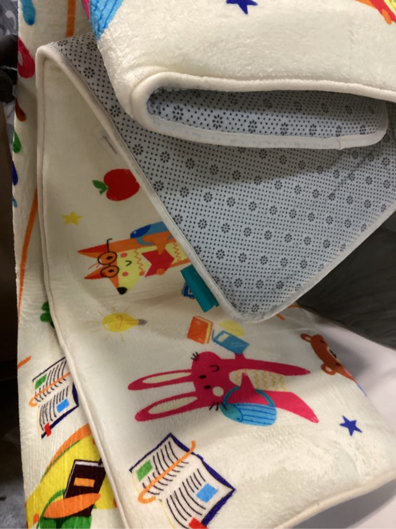 Condition photo showing As Is for Ultra Thick Flannel Baby Play Mat for Floor, 50x50 Foam Playpen Mat with Elastic Band, Muscle Mat and Tummy Time Mats, Non-Slip, Soft and Comfortable, Easy to Care, Ideal for Crawling Infants, Toddlers and Babies, Perfect Kids Rug for Bedroom(Numbers) Multicolor Numbers 50" X 50"