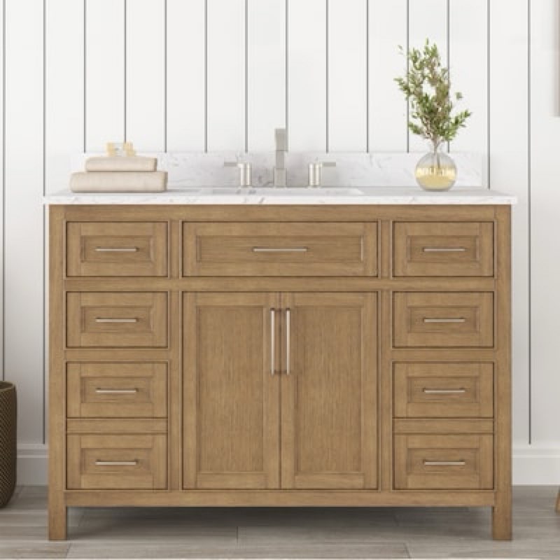 allen + roth Connery 48-in Golden Oak Undermount Single Sink Bathroom Vanity with