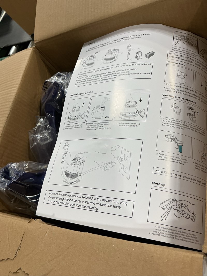 Condition photo showing New/Like New for New Multi-Portable Carpet and Upholstery Cleaner, 21Kpa Carpet Cleaner Machine, Deep Stain Cleaning for Carpet, Car Seats, Pets, Couches, with Dual Brush & Large Removable Tank(Blue)