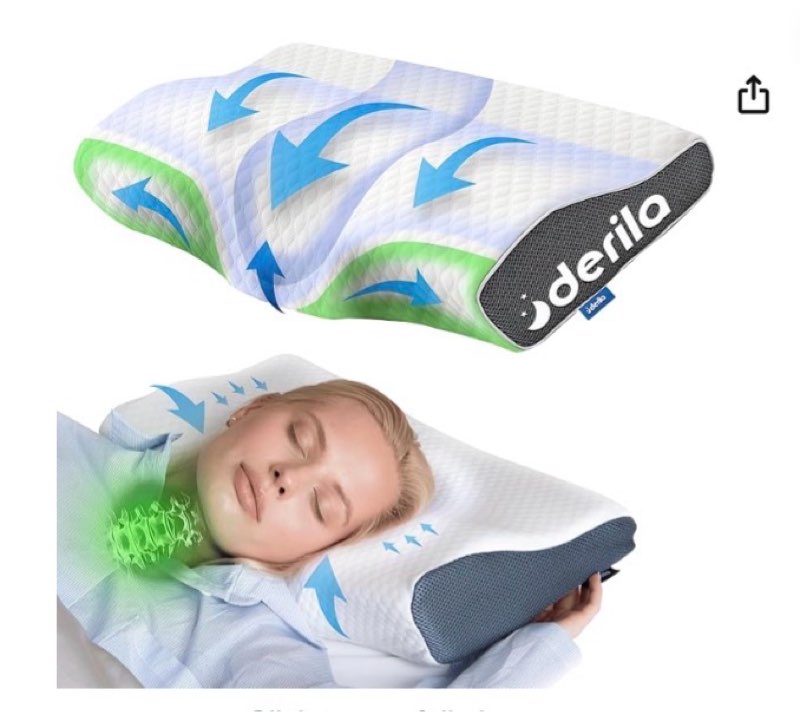 Derila King Size Neck Pillow for Sleeping, Ergonomic & Cervical Pillow for Neck Support & Relief, Memory Foam Side Sleeper Pillows, Bed Contour Pillows for Back, Stomach Sleepers 23.6" x 13.4" x 4.3"