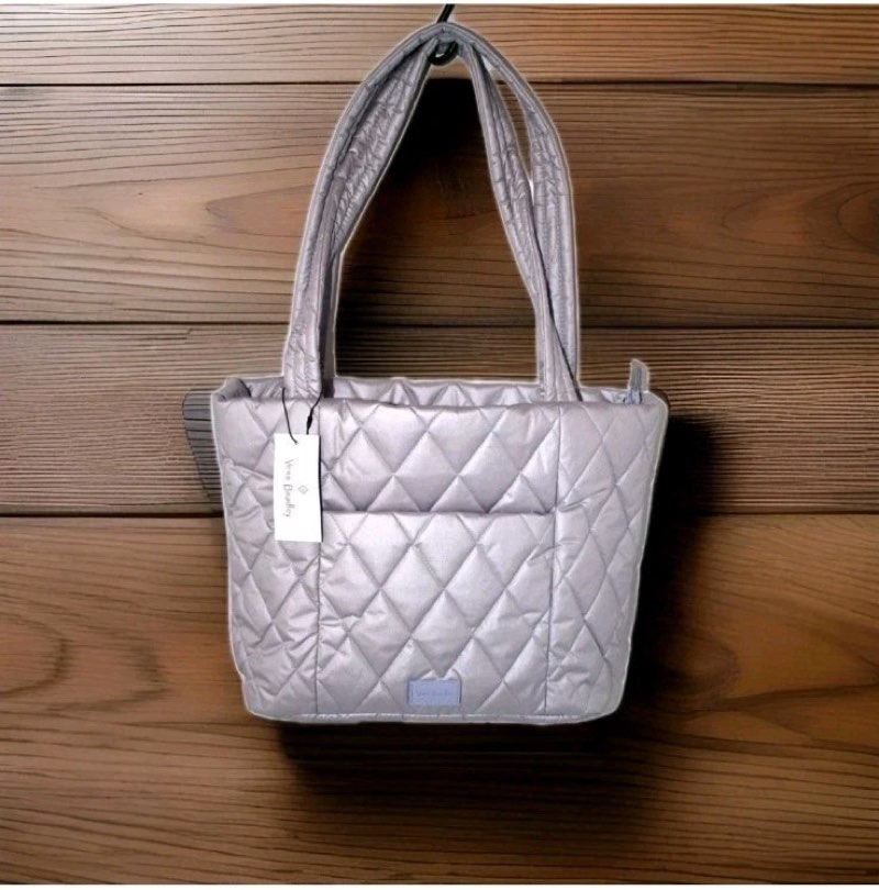 Vera Bradley Ultralight Small Vera Tote Lavender Pearl Purse + Small Zip Wallet
