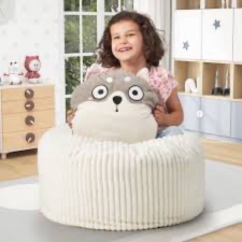 Hobestluk Bean Bag Chairs 2.5FT Bean Bag Chair with Memory Foam Filled & Stripe Plush Cover Small Be