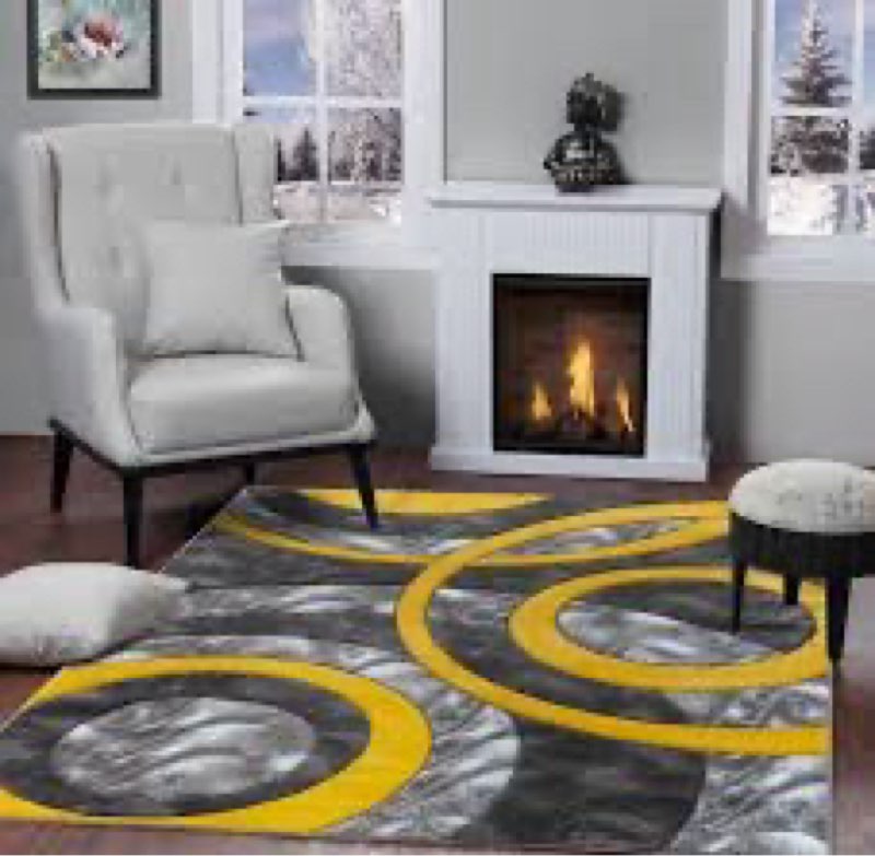 glory rugs area rug modern 4x6 yellow circles geometry soft hand carved contemporary floor carpet fluffy texture for indoor living dining room and bedroom area yellow 4' x 6' (rectangular)