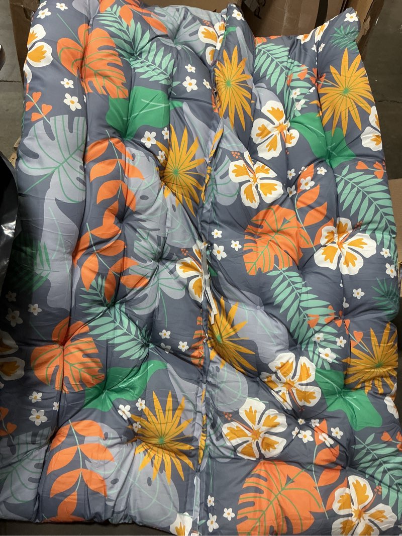 Condition photo showing Good Condition for seahome waterproof bench cushion with backrest, 2 or 3 seat swing replacement cushions overstuffed for garden patio furniture loveseat swing outdoor bench cushions (59.1 * 39.4 * 3.94inch, flower) 59.1*39.4*3.94inch flower