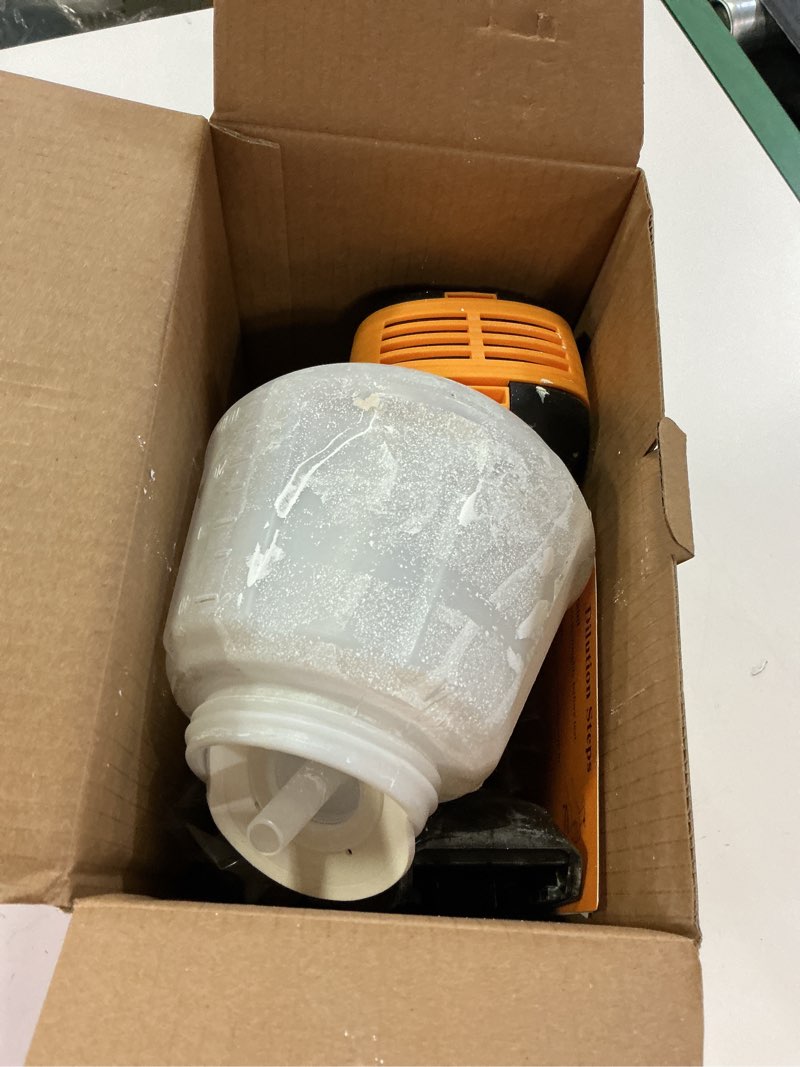 Condition photo showing As Is for brushless cordless paint sprayer for dewalt 20v battery,4 nozzles,150 din/s viscosity,1000ml/min flow rate & 1200ml electric paint gun for furniture, walls (battery not included)