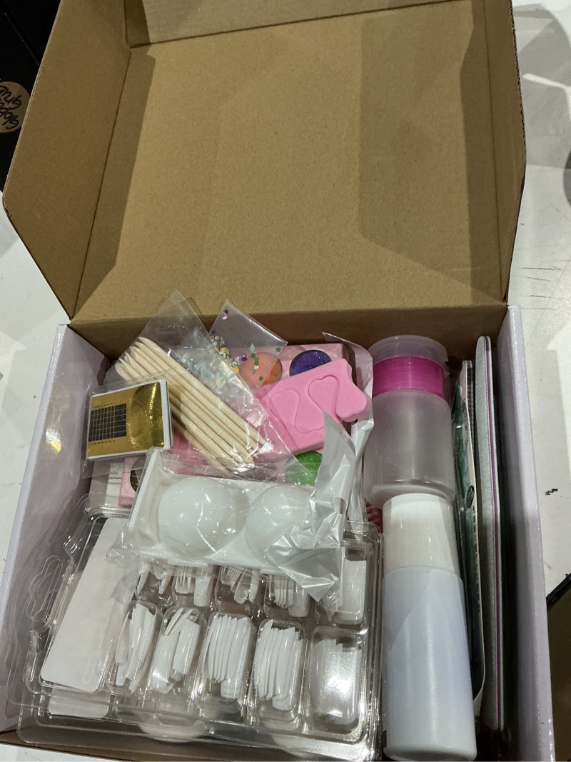 Condition photo showing Good Condition for acrylic nail kit set, acrylic powder shiny glitter nail art decoration professional diy gel nail kit manicure set with nail dryes