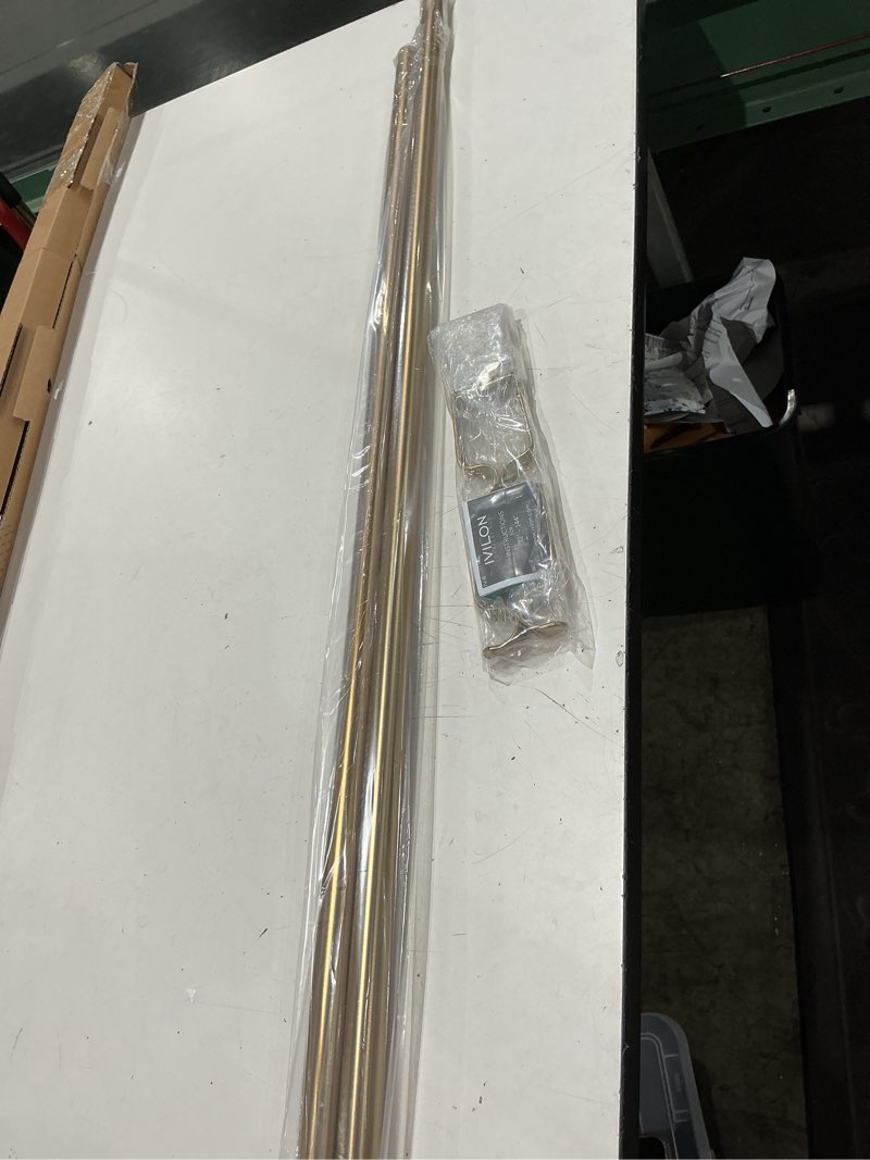 Condition photo showing Good Condition for ivilon drapery window curtain rod - end cap style design 1 inch pole. 72 to 144 inch color warm gold 72 to 144 in.