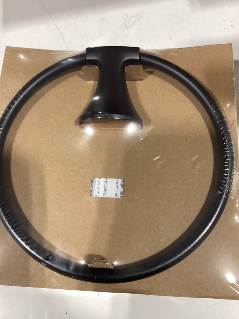 Condition photo showing New/Like New for kohler desette matte black wall mount single towel ring