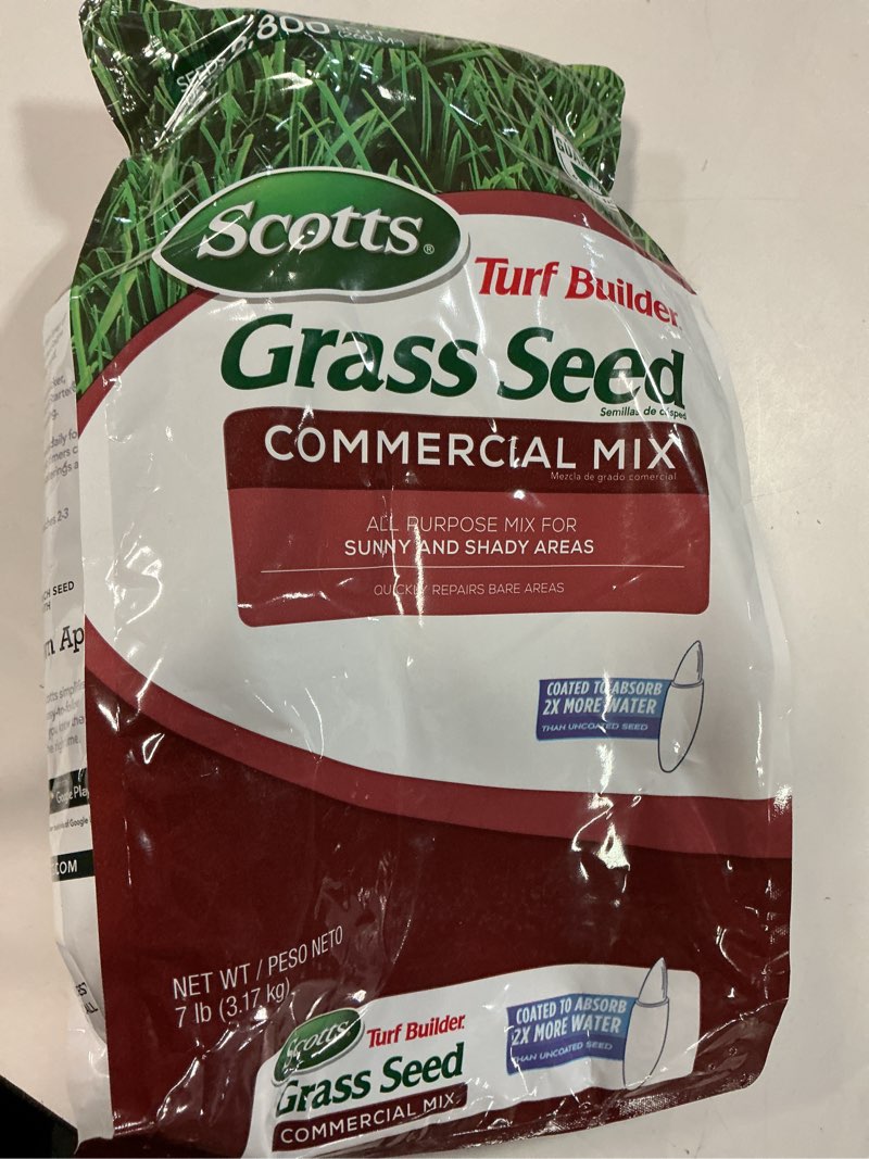 Condition photo showing New/Like New for scotts turf builder grass seed commercial mix  for sunny and shady areas  7 lbs