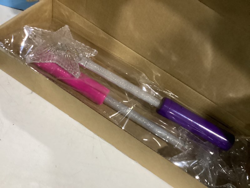Condition photo showing As Is for 2 Pack Stars LED Light Up Magic Wand for Kids, Princess Fairy Wand for Little Girl, Star Wand Perfect for Party Favors, Holiday & Birthday Events