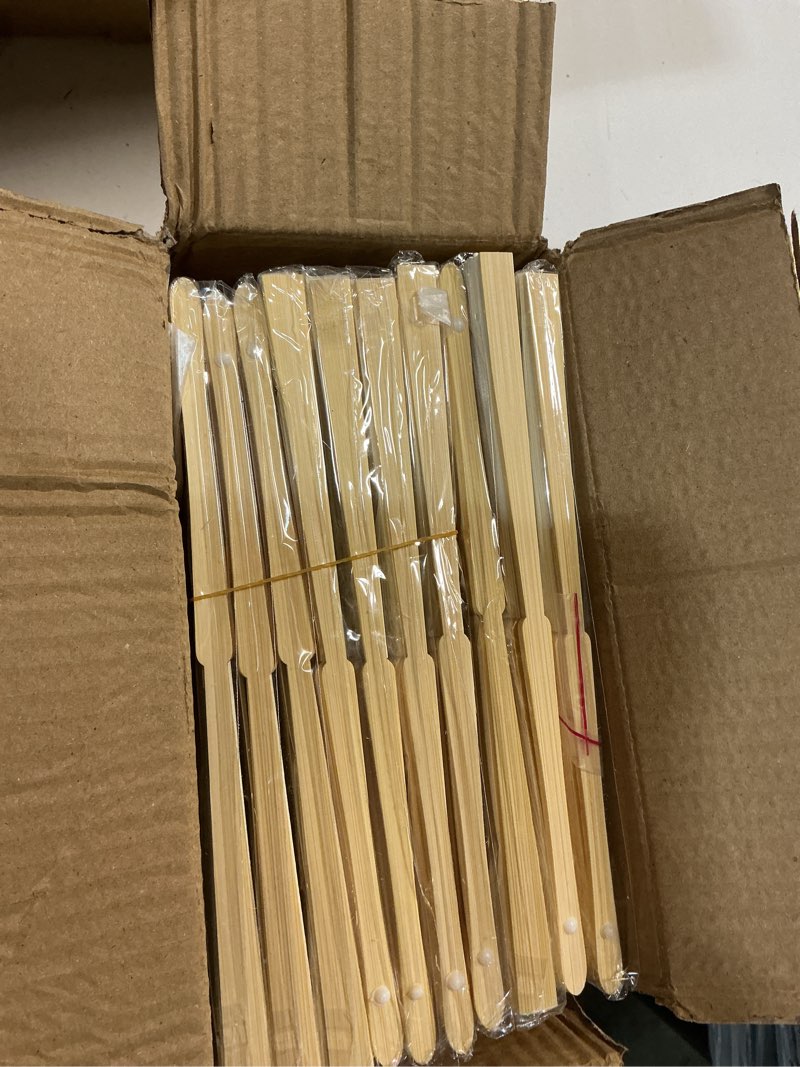 Condition photo showing New/Like New for sepwedd 50pcs cream-coloured paper hand fan bamboo folding, handheld paper fan for wedding party and home decoration