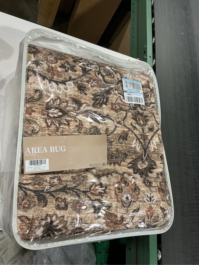 Condition photo showing Good Condition for RYB HOME 9x12 Large Area Rug for Living Room, Soft Washable Non-Slip Stain Resistant Easy Care Thin Vintage Floral Carpet for Bedroom, Brown 12' x 9' (Rectangular) Acanthus - Brown