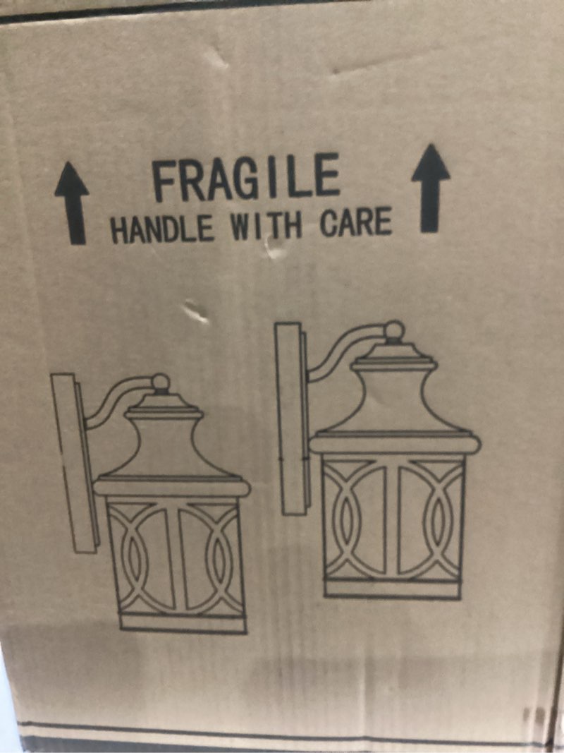 Condition photo showing New/Like New for 2-Pack Outdoor Wall Lights, Porch Lights, Waterproof Outdoor Wall Sconce, Exterior Light Fixture Oil-Rubbed Bronze Finish with Clear Glass Shade for Garage Patio Front Door Balcony, 12in. Oil-Rubbed Bronze 11.5in.