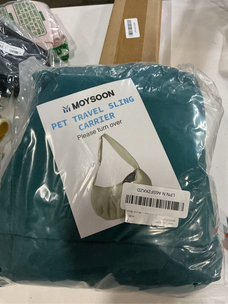 Condition photo showing New/Like New for Puppy Sling Carrier for Small Dogs - Widened and Thickened Shoulder Strap with Pocket, Adjustable Hands-Free Puppy Carrier Sling for Outside, for Small Dog 12 lbs and Cats 16 lbs, (Peacock Blue).