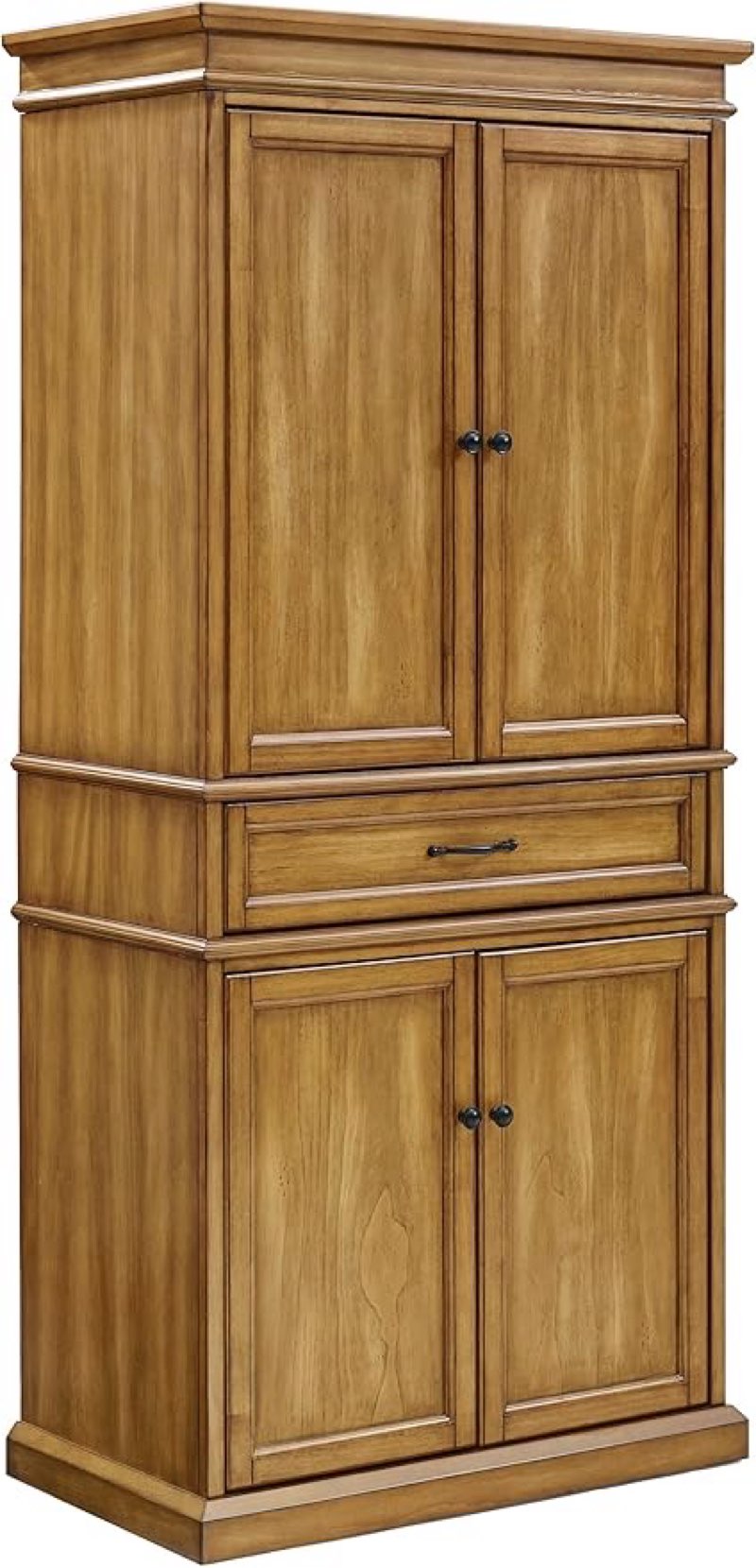 (Incomplete)(similar)Crosley Furniture Parsons Traditional Pantry Storage Cabinet with Shelves, Kitchen, Dining, or Laundry Room, Natural Finish