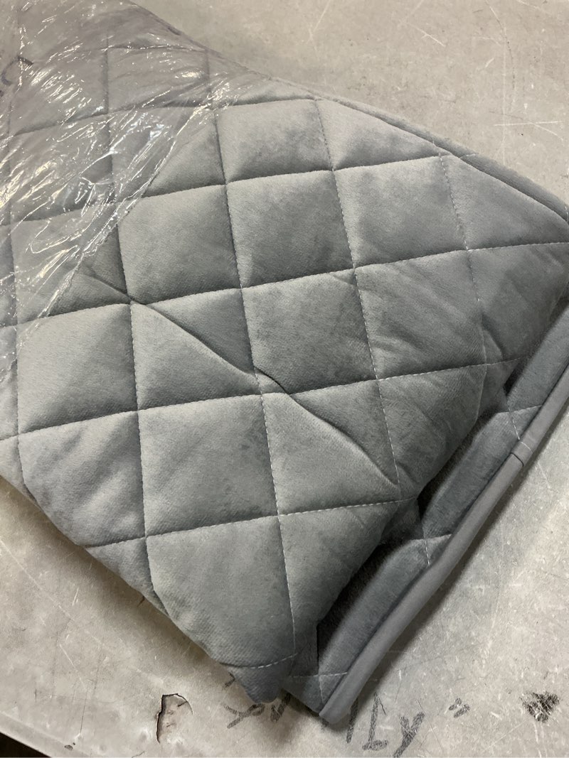 Condition photo showing Good Condition for Velvet Bed Headboard Cover Slipcover - Stretch Quilted & Thicken Dustproof Protector for Queen/King, Washable Decorative Headboard Cover for Bedroom (LightGray, 59x27.5 inch) Light Gray 59x27.5 inch