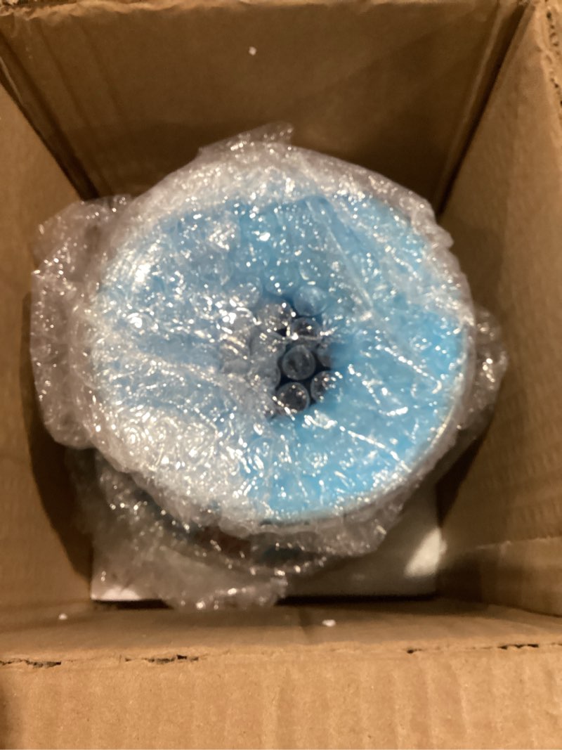 Condition photo showing New/Like New for Round Glass Vase,Modern Art Sea Glass Decor with Colorful Petal Decorative for Home Decor,Hand Blown Stained Vase for Flowers Living Room Dining Tabletop Centerpiece Office Decor (Sky Blue)