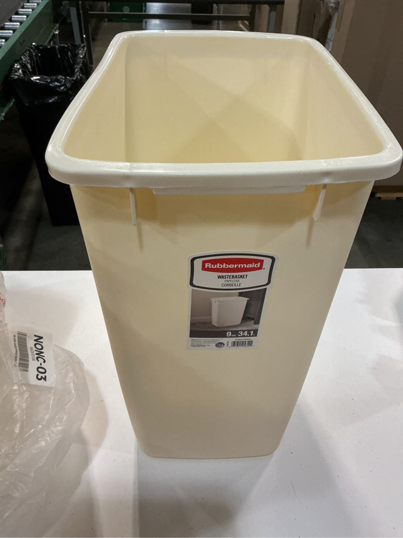 Condition photo showing Good Condition for rubbermaid small trash 9-gallons beige plastic garbage can/wastebasket for kitchen/bathroom fits under-sink/desk/countertop/cabinet 21-quart bisque bisque 21-quart 1 pack trash can