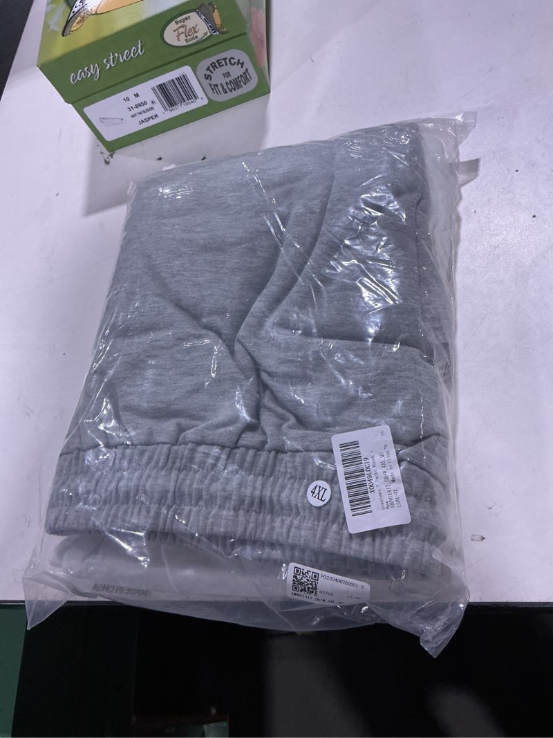 Condition photo showing New/Like New for Quenteen Women's Athletic Shorts Jogger Sweat Casual Loose Bermuda Shorts (Available in Plus Size) 7" Inseam 4X-Large Grey+white