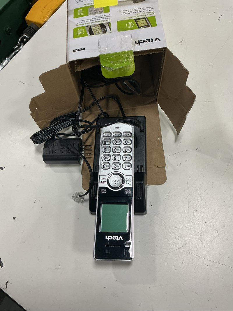 Condition photo showing As Is for vtech dect 6.0 expandable cordless phone with call block, cs6919 (silver & black)
