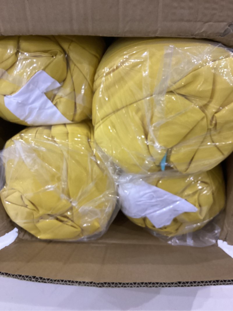 Condition photo showing New/Like New for QILLOWAY Outdoor Chair Cushion Set with Strings,Replacement Outdoor Cushions for Patio Furniture.(Yellow)-Sets of 2 2Sets/1Pack Seat Back Cushions 22X22inch Yellow