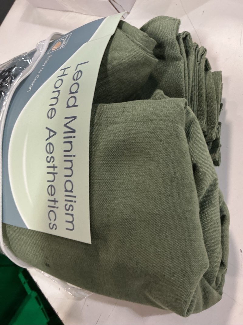 Condition photo showing Good Condition for aersas olive green pinch pleated linen curtains 84 inches long for living room with hooks back tab light filtering boho forest hunter moss sheer green curtain 84 inch length for bedroom olive green 40"w x 84"l (pack of 2)