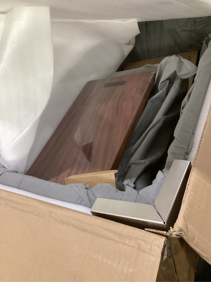 Condition photo showing New/Like New for 33 inch Waterfall Kitchen Sink Metal Black -Feibus 33x22x10 Drop In Sink with Faucet Combo Double Step Workstation 16 Gauge Multifunctional Stainless Steel Single Bowl Embedded Waterfall 33"x22"x10"