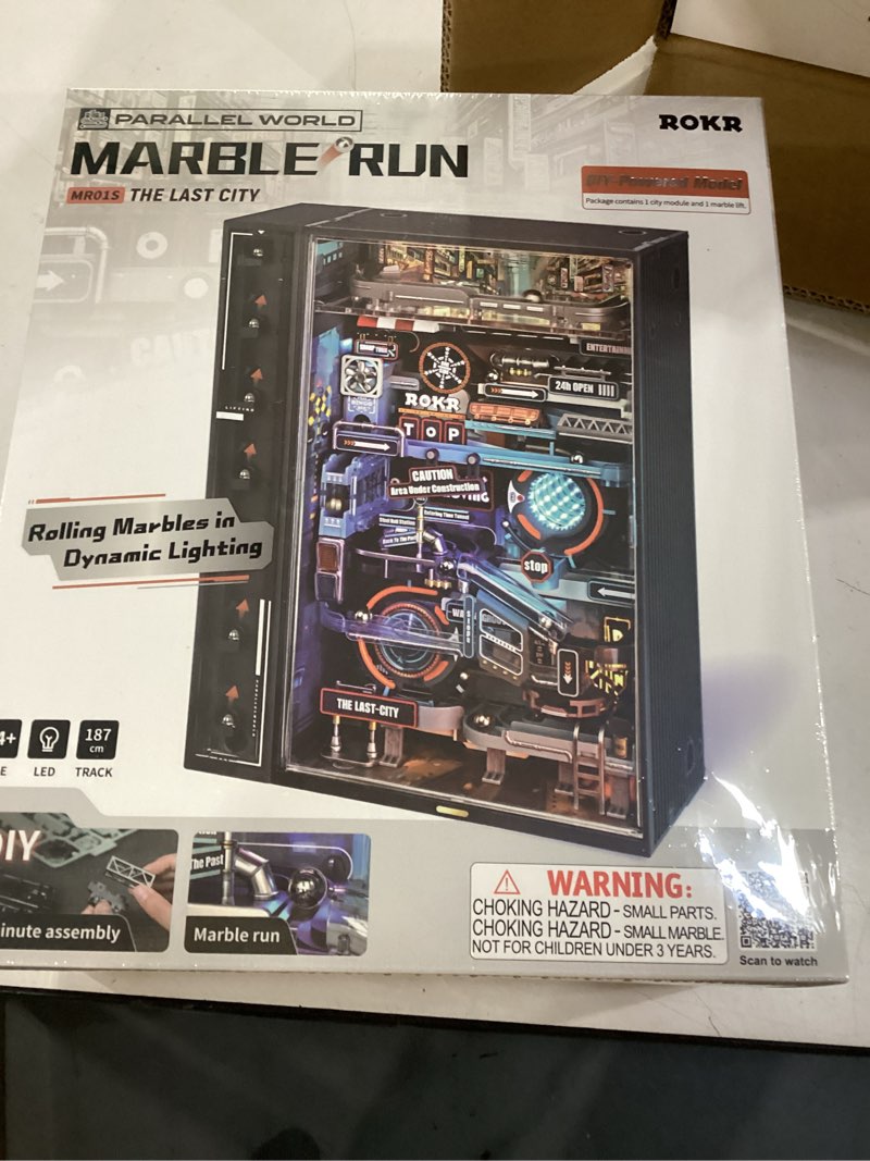 Condition photo showing New/Like New for robotime 3d puzzle plastic model kits, marble runs set for adults to build with led light, technical handcraft puzzles gaming desk, last city mr01s and future city mr02s