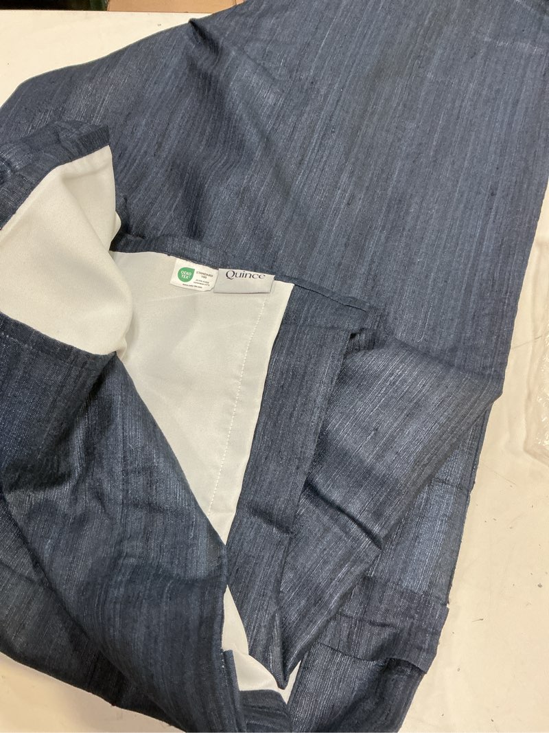 Condition photo showing Good Condition for quince raw silk navy blue curtain 48"x84" one panel