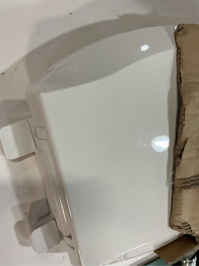 Condition photo showing As Is for Toilet Seat Cover Elongated – Durable PP Toilet Seat with Slow Close Hinges, Easy Clean White Replacement for American Standard Toilets White Elongated Toilet Seat