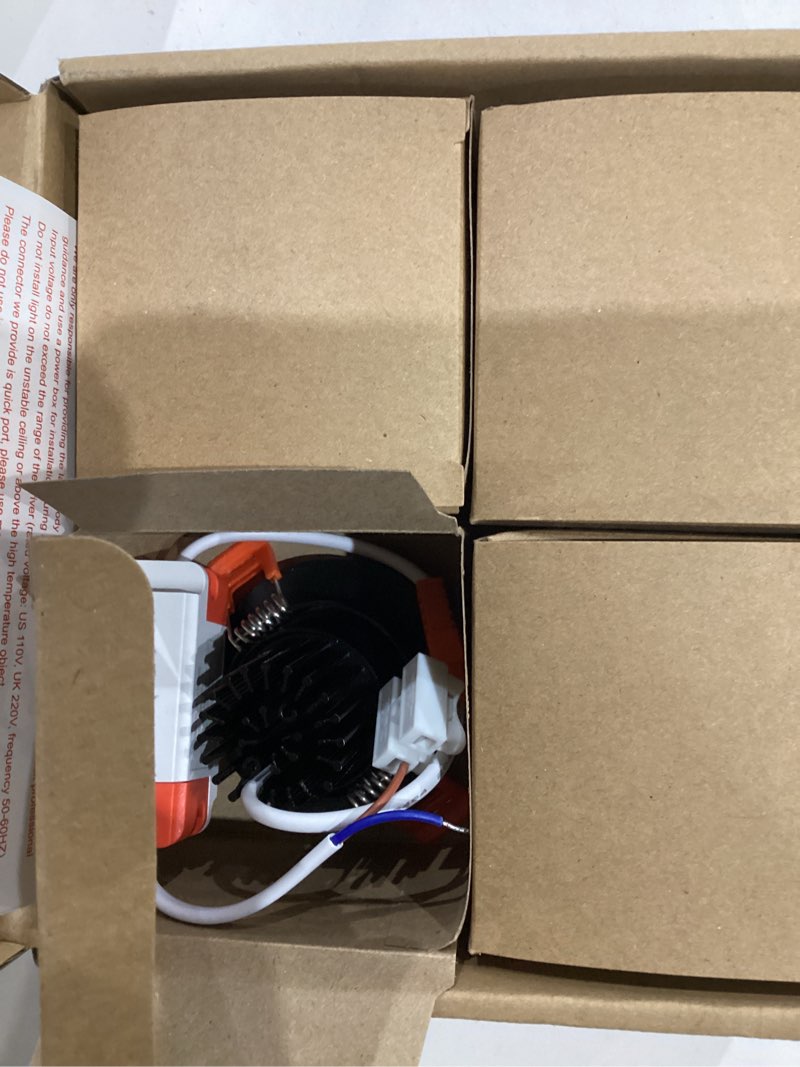 Condition photo showing New/Like New for LightingWill 2inch LED Dimmable Downlight, 3W COB Recessed Ceiling Light, Warm White 3000K-3500K, CRI80, 25W Halogen Bulbs Equivalent, Black (4Pack) Warm White Black Trim - 4Pack