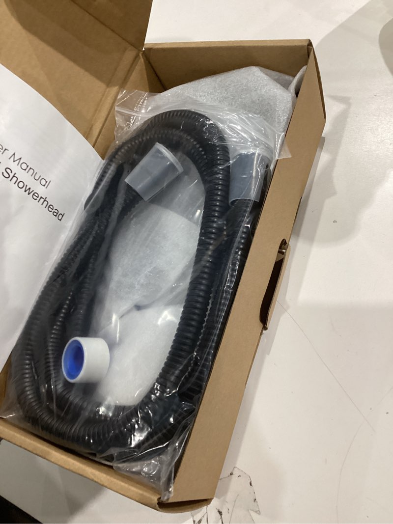 Condition photo showing New/Like New for High Pressure Shower head with Handheld 7 Modes, Built-in Power Wash to Clear Tub. Tile & Pets, 5” High Flow Hand Held Hydro Rain Showerhead with Stainless Steel Hose and Adjustable Bracket-Matt Black Luxury Matte Black