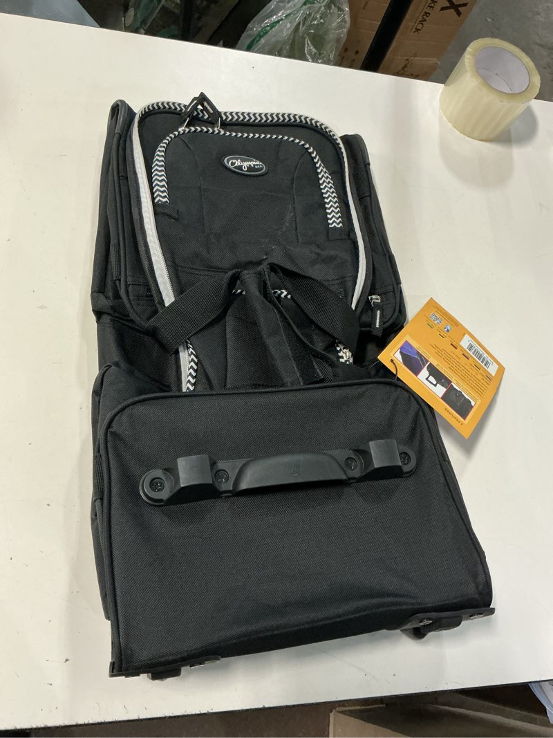 Condition photo showing Good Condition for olympia u.s.a. 22 inch carry on 8 pockets wheeled rolling duffel bag water resistant luggage lightweight travel suitcase with retractable handle 22 inch black