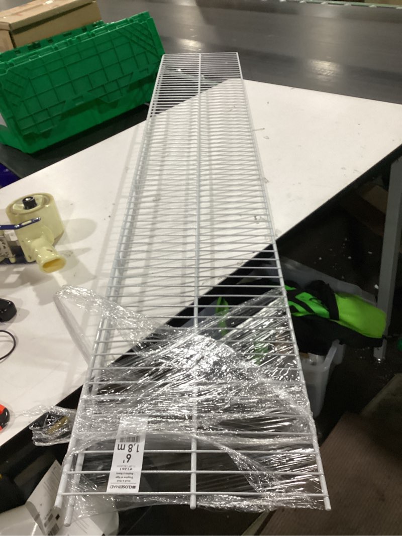 Condition photo showing As Is for ClosetMaid 72-in x 12-in White Universal All-purpose Wire Shelf