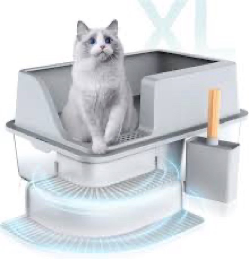 Stainless Steel Litter Box | XL Enclosed Cat Litter Boxes with Lid for Big Cats | High Sided, Anti-U