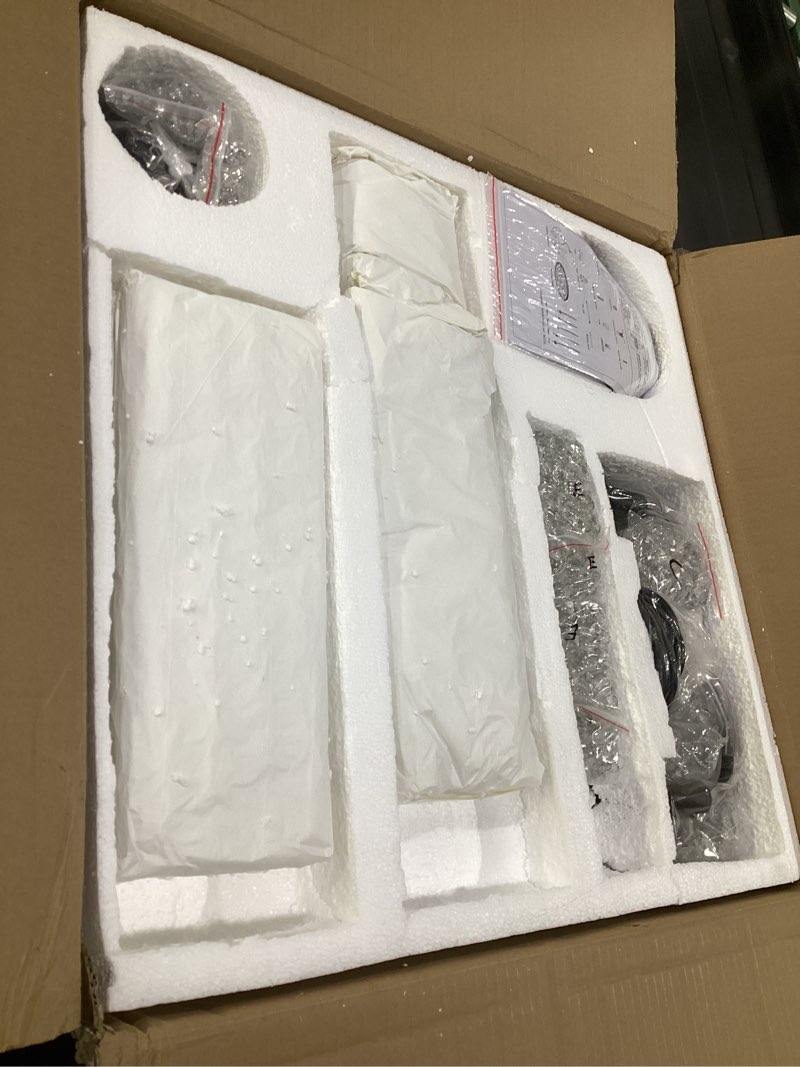 Condition photo showing As Is for 6-Light Black Crystal Chandelier Modern 21.6'' Contemporary Round Pendant Chandeliers Crystal Ball Luxury Ceiling Hanging Lighting for Living Dining Room Kitchen Island Bedroom Entryway Foyer Diameter 21.6" Black, 6-Light, Crystal Beads