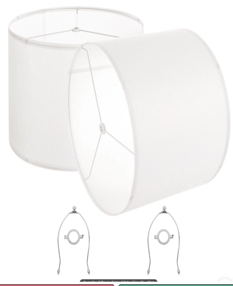 VEVOR Drum Lamp Shade 2 Set, 16 in Top x 16 in Bottom x 12 in High, Large Lampshade with Harp, Replacement Lamp Shade for Table Lamps Floor Lamps Pendant Lights, Easy Assembly Required (Off-white)