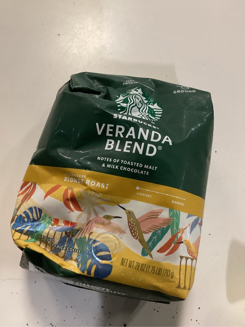 Condition photo showing New/Like New for Starbucks Ground Coffee, Starbucks Blonde Roast Hot or Iced Coffee, Veranda Blend, 28 oz Veranda Blend 1.75 Pound (Pack of 1)