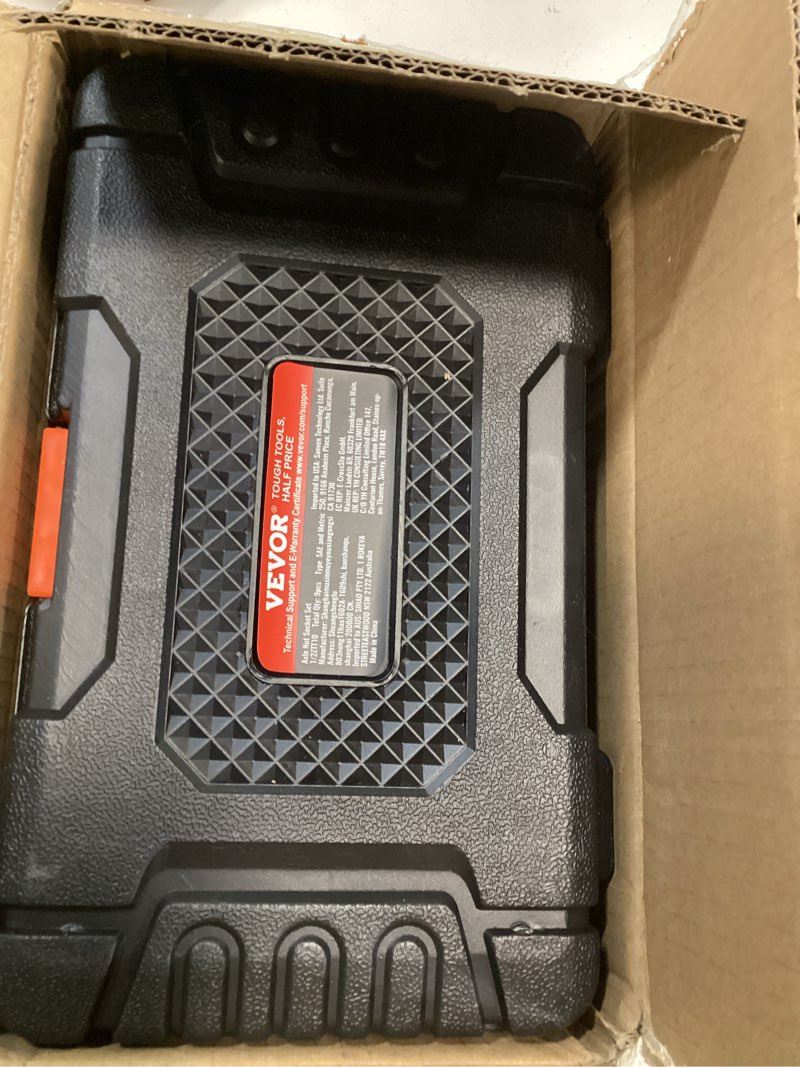 Condition photo showing Good Condition for VEVOR 9-Piece Lug Nut Impact Socket Set 1/2 Inch Drive, Metric and SAE, 6-Point, CR-MO, Deep Wheel Protector Impact Socket Set With Storage Case and Extension Bar for Auto Repair