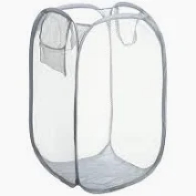 uxcell Mesh Laundry Hamper, Foldable Laundry Basket with Reinforced Handles for Washing Storage, Bat