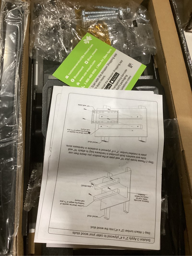 Condition photo showing New/Like New for USX Mount Full Motion TV Wall Mount for Most 42-90 inch Flat Screen/LED/4K, TV Mount Bracket Dual Swivel Articulating Tilt 6 Arms, Max 16" Wood Studs, VESA 600x400mm, Holds up to 132lbs