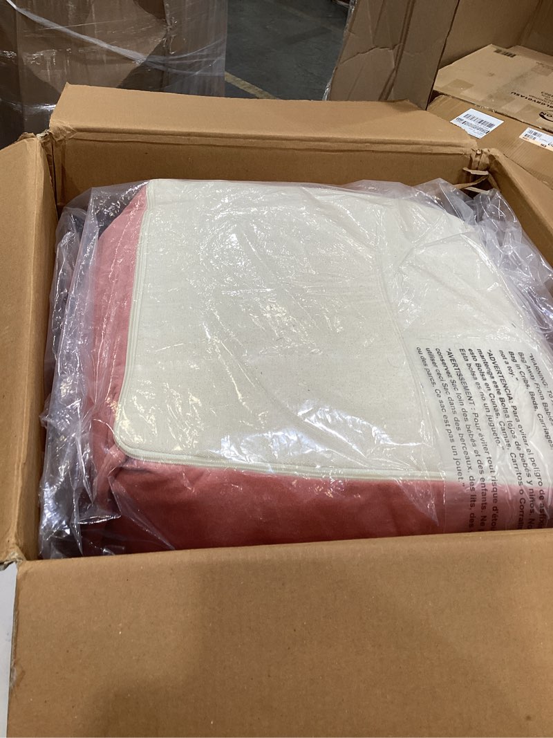 Condition photo showing Good Condition for costa velvet pouf blush - threshold™: modern square upholstered footstool, no assembly required