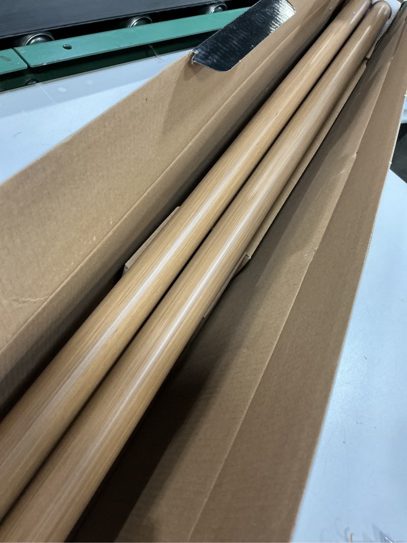 Condition photo showing Good Condition for 1-1/8 Inch Diameter Wood color Curtain Rods with Cap Finial, 72-144'' Telescoping Faux Wood Design Double Curtain Rods for window width 68-140 inch, 1 pack Chestnut 72-144''
