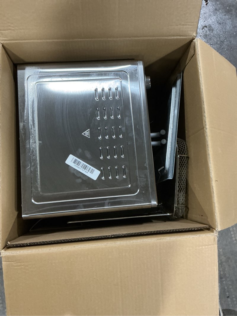 Condition photo showing As Is for Dan - Emeril Lagasse Extra Large French Door Air Fryer Toaster Oven Combo, 24 Cooking Functions and Digital Controls, 7 Accessories Included, Stainless Steel Finish, 26QT Capacity