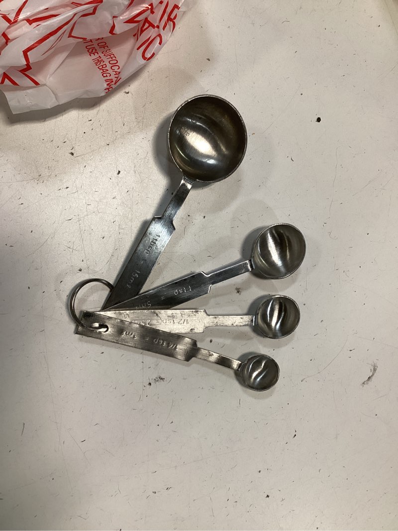 Condition photo showing As Is for Winco 4-Piece Luxury Stainless Steel Measuring Spoon Set
